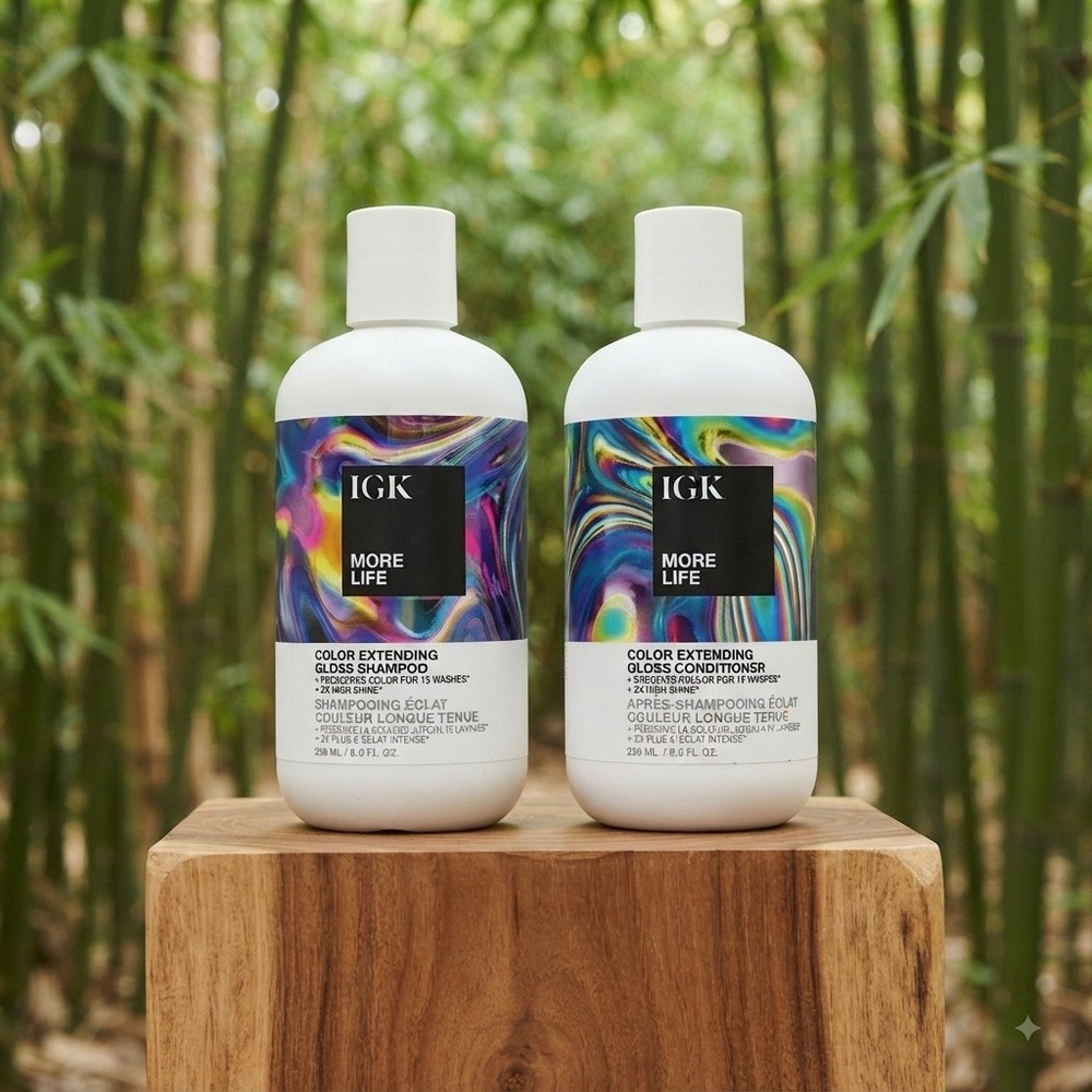 IGK More Life Shampoo and Conditioner Set 8oz Color Extending Gloss New